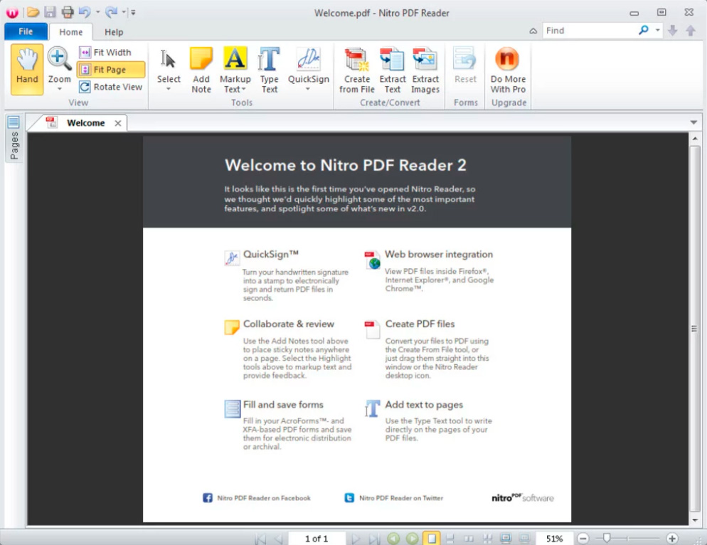 tela do Nitro Reader PDF
